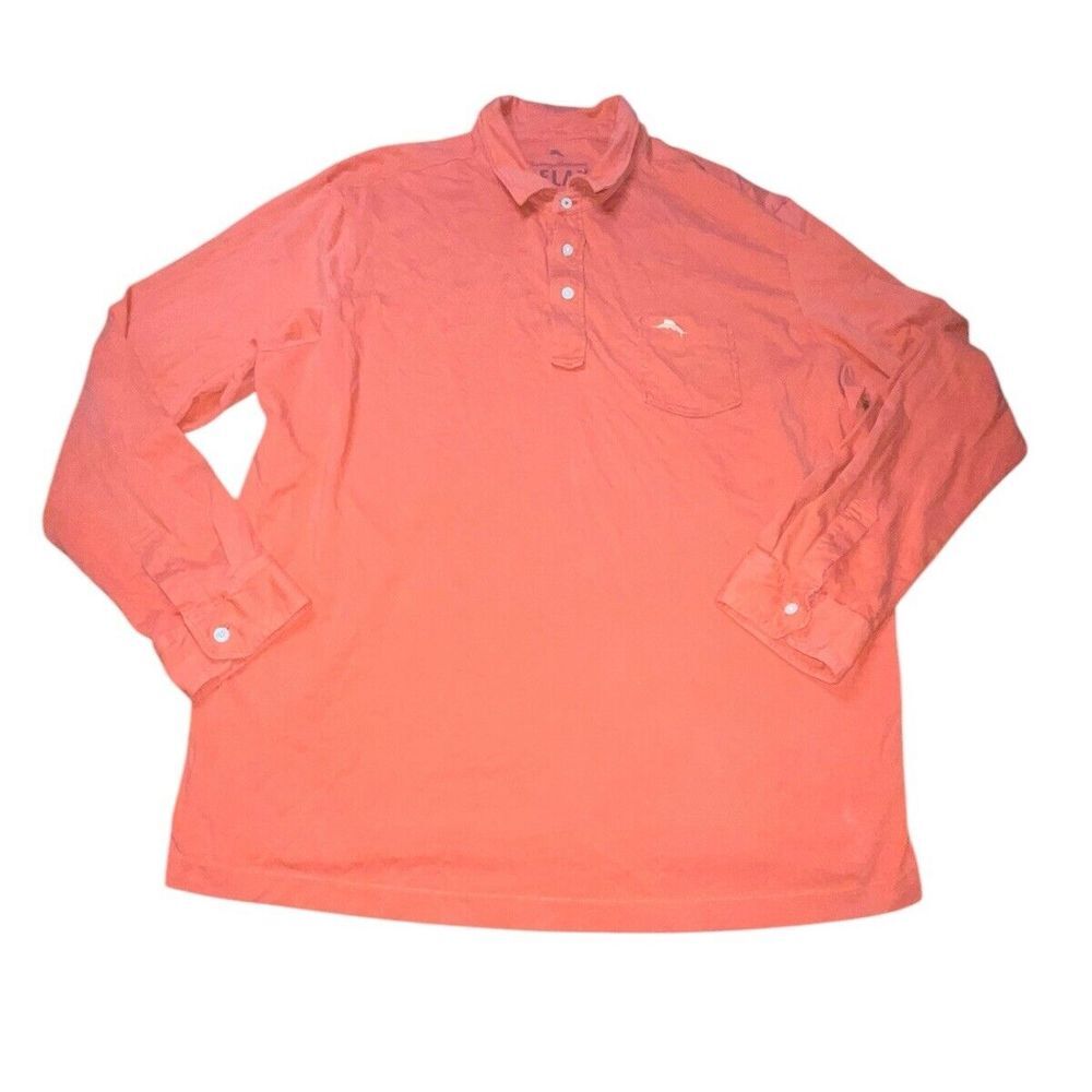 Tommy Bahama Long Sleeve Polo Shirt Men's Size XL  Embroidered Preppy Pocket